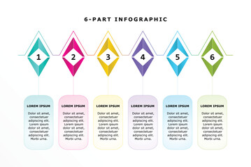 Colorful 6-part linear business infographic