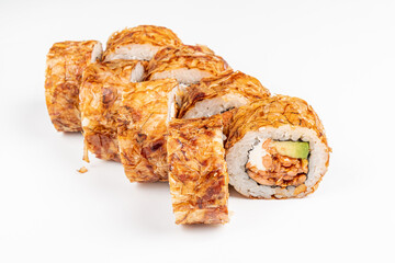 tasty sushi on the white background