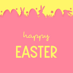 Colourful Easter greeting card with paper cut eggs and flowers. Abstract design for Easter. Vector illustration