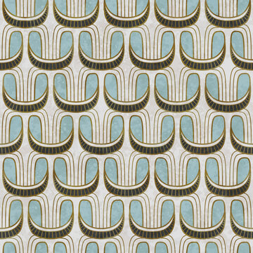 Artistic seamless pattern in art deco style with Asian tuch. Luxury elegant 1920s design for textile and wallpaper. Fabric print vector vintage illustartion.