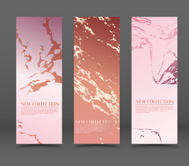 Collection of modern designs with a marble pattern for covers, banners, posters and creative design. Vector layout template for elite and premium design