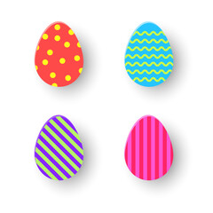 Easter eggs icon collection. Paper cut style. Vector illustration