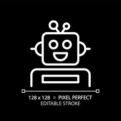 Robotics and STEM pixel perfect white linear icon for dark theme. Construct simple machines. Students technological skills. Thin line illustration. Isolated symbol for night mode. Editable stroke