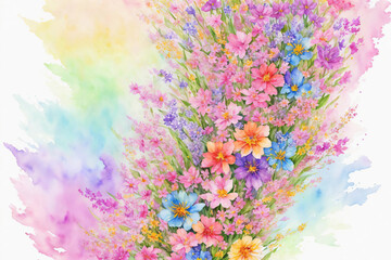 Fototapeta na wymiar watercolor beautiful flower bouquet created with Generative AI technology