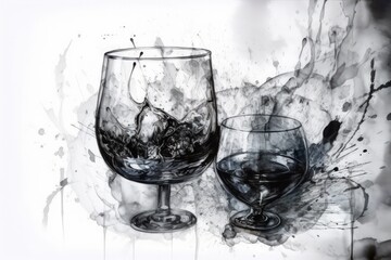 two wine glasses side by side on a table. Generative AI