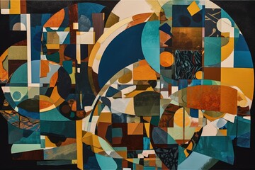 an abstract painting with vibrant colors and dynamic shapes. Generative AI