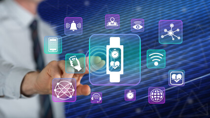 Man touching a wearable technology concept