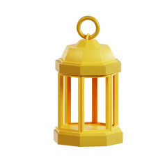 golden lantern 3d render on white background