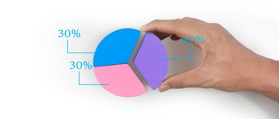 Business connecting  cubes chart in hand