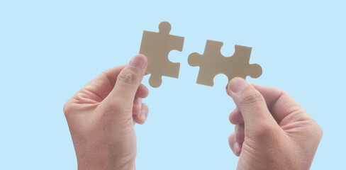 Connecting jigsaw puzzle. Business solutions success