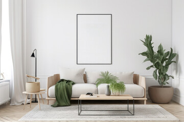 Fototapeta na wymiar Clean and Modern Scandinavian Living Room Poster Mockup