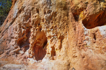 Famous Ochre path through large ochre deposits in Roussillon, Provence, France