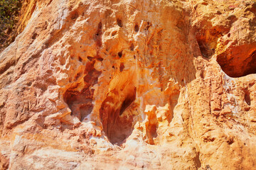 Famous Ochre path through large ochre deposits in Roussillon, Provence, France