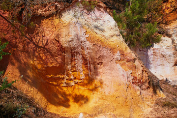 Famous Ochre path through large ochre deposits in Roussillon, Provence, France