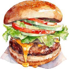 hamburger watercolor