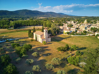 Aerial view to famous village of Lourmarin in Provence, Southern France