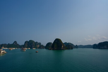 Islands in Halong Bay which is the world natural heritage  located close to Hanoi, Vietnam
