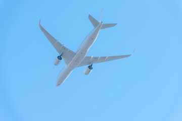 Fototapeta na wymiar 青空を飛ぶ旅客機