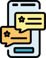 Human resources phone chat icon. Outline Human resources phone chat vector icon for web design isolated on white background color flat