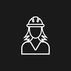 Woman Construction Worker line icon on black 