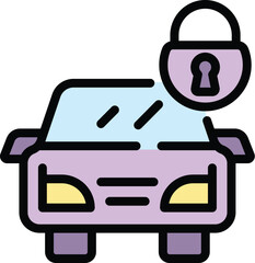 Liability car icon. Outline Liability car vector icon for web design isolated on white background color flat