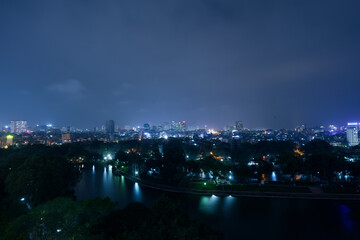 Night view of Hanoi city, Vietnam