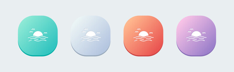 Sunset solid icon in flat design style. Sun signs vector illustration.