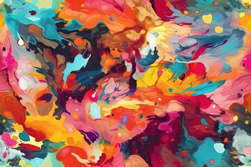 an abstract painting with vibrant colors and flowing lines. Generative AI