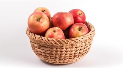 Fototapeta na wymiar Isolated Red Apples In Basket. Generative Ai