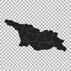 Political map of the Georgia isolated on transparent background. Vector.