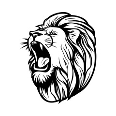 Lion head logo design. Abstract silhouette of a lion head. Evil face of a lion. Vector illustration