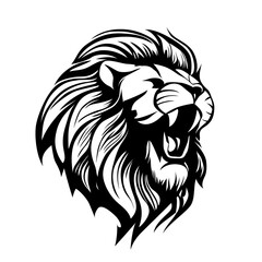 Lion head logo design. Abstract silhouette of a lion head. Evil face of a lion. Vector illustration