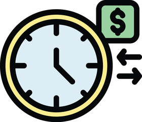 Time payment cancellation icon. Outline Time payment cancellation vector icon for web design isolated on white background color flat