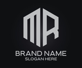 M R initial letter logo design template