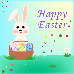 Easter bunny with a basket of eggs