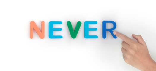 Copy space and word direct and hands