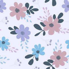 Elegant floral pattern with hand draw flowers. Floral seamless background for fashion prints. Vintage print.
