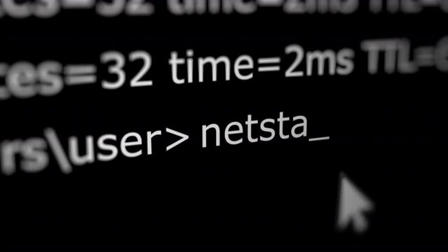 Animated Netstat Networking Commands Line. All data on the Footage are Fictional, Created Especially for This Concept
