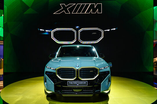 NONTHABURI - MARCH 24,2023: The BMW XM, the M division&rsquo;s new bespoke plug-in hybrid SUV flagship at The 44nd Bangkok International Motor Show 2023 in Thailand.