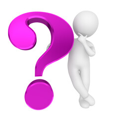 Pink question mark 3d rendering graphic illustration