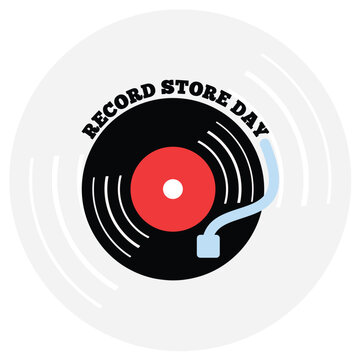 World Record Store Day Design Template Vector Illustration. Celebrate Music. Vector illustration of a retro vinyl record in flat design style. Retro music.