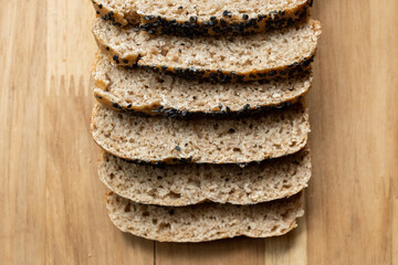 slices of bread on board