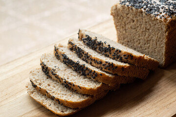 sliced bread on board