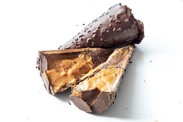 chocolate cone on white background