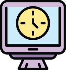 Rush job monitor icon. Outline Rush job monitor vector icon for web design isolated on white background color flat