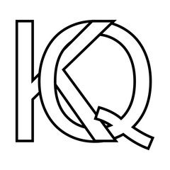 Logo sign kq qk, icon double letters logotype q k