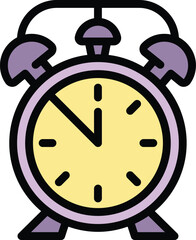 Alarm clock icon. Outline Alarm clock vector icon for web design isolated on white background color flat