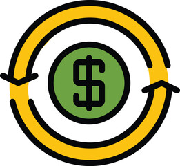 Return money icon. Outline Return money vector icon for web design isolated on white background color flat