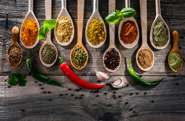 Composition with assortment of spices and herbs