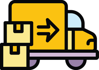 Tracking delivery van icon. Outline Tracking delivery van vector icon for web design isolated on white background color flat